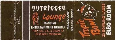 Matchbook cover for the Outrigger Lounge